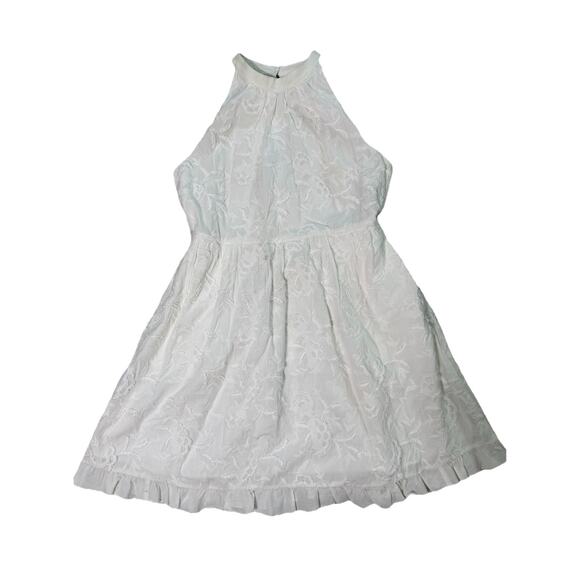TED BAKER LORENE EMBROIDERED HALTER NECK SKATER DRESS WHITE SZE 5/ US 10 - Picture 1 of 6